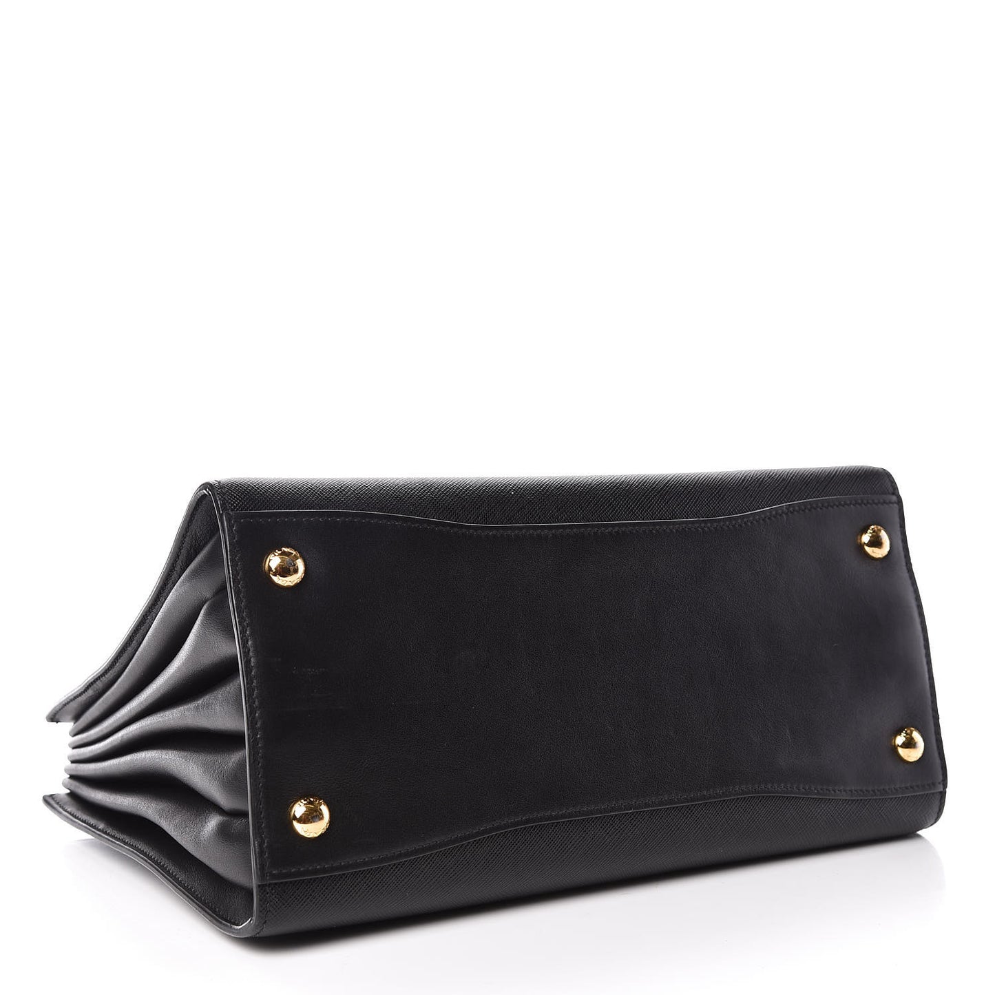 Saffiano City Calfskin Medium Bibliothèque Top Handle Black