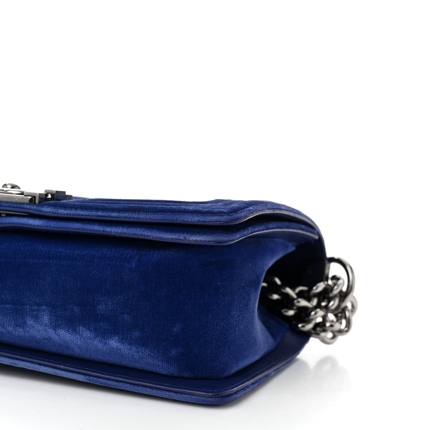 Chanel Velvet Quilted Medium Boy Flap Blue 10 of 10