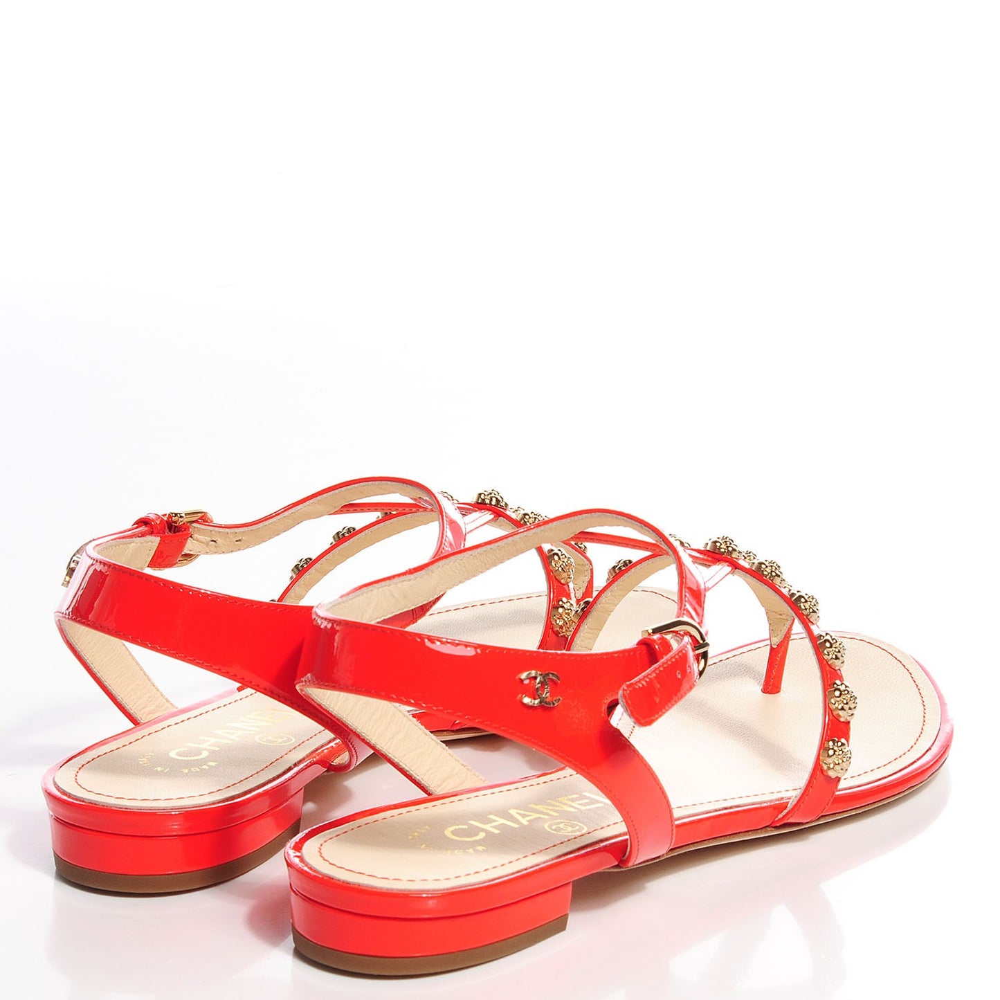 Patent Camellia Sandals 37.5 Red