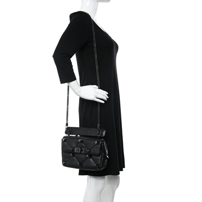 Valentino Garavani Nappa Monochrome Medium Roman Stud Shoulder Bag Black 2 of 9