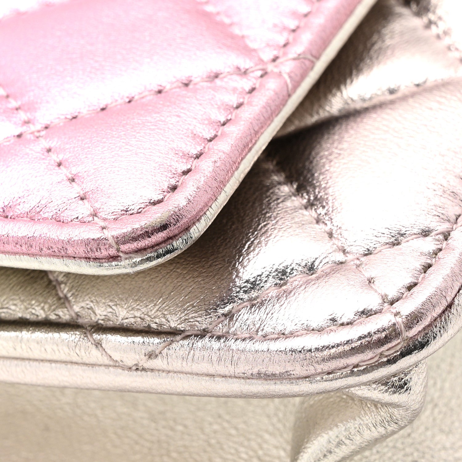 Chanel Gradient Metallic Lambskin Quilted Like A Wallet Wallet On Chain WOC Gold Pink 12 of 14