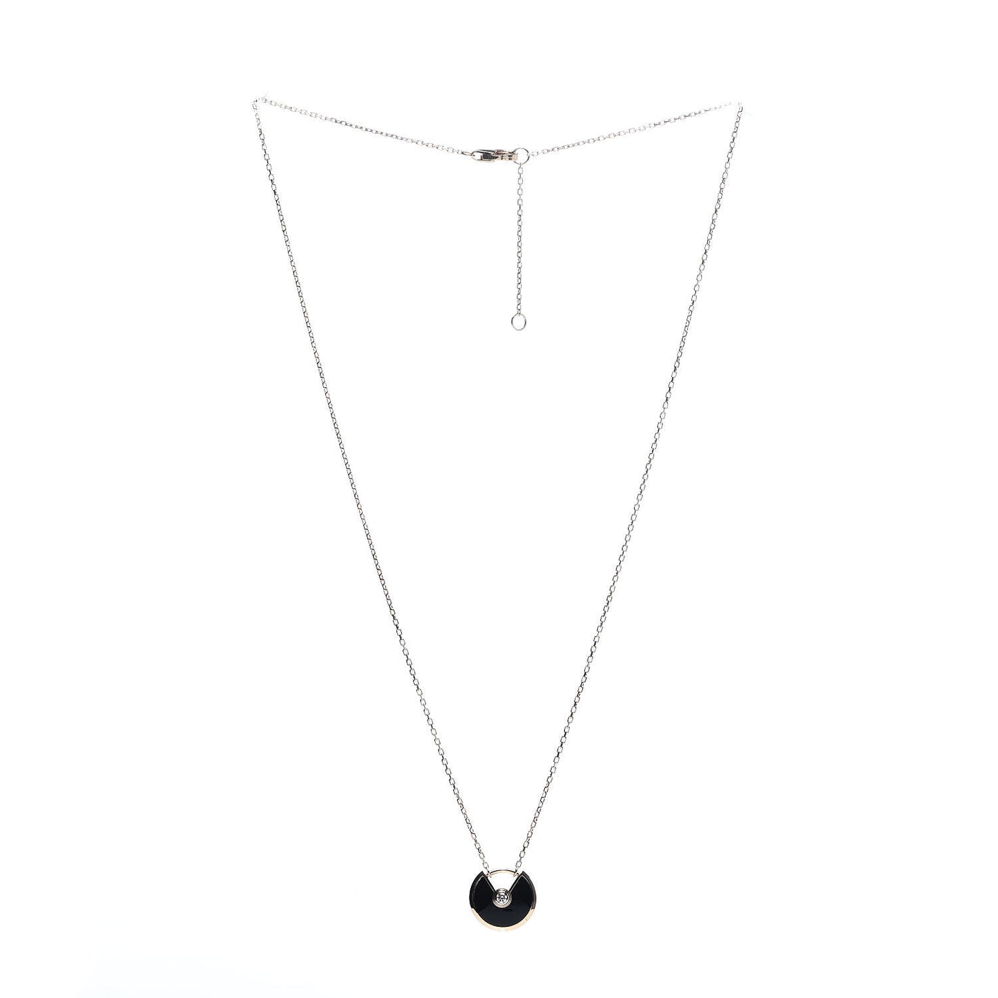 18K Pink Gold Diamond Black Onyx XS Amulette de Cartier Pendant Necklace