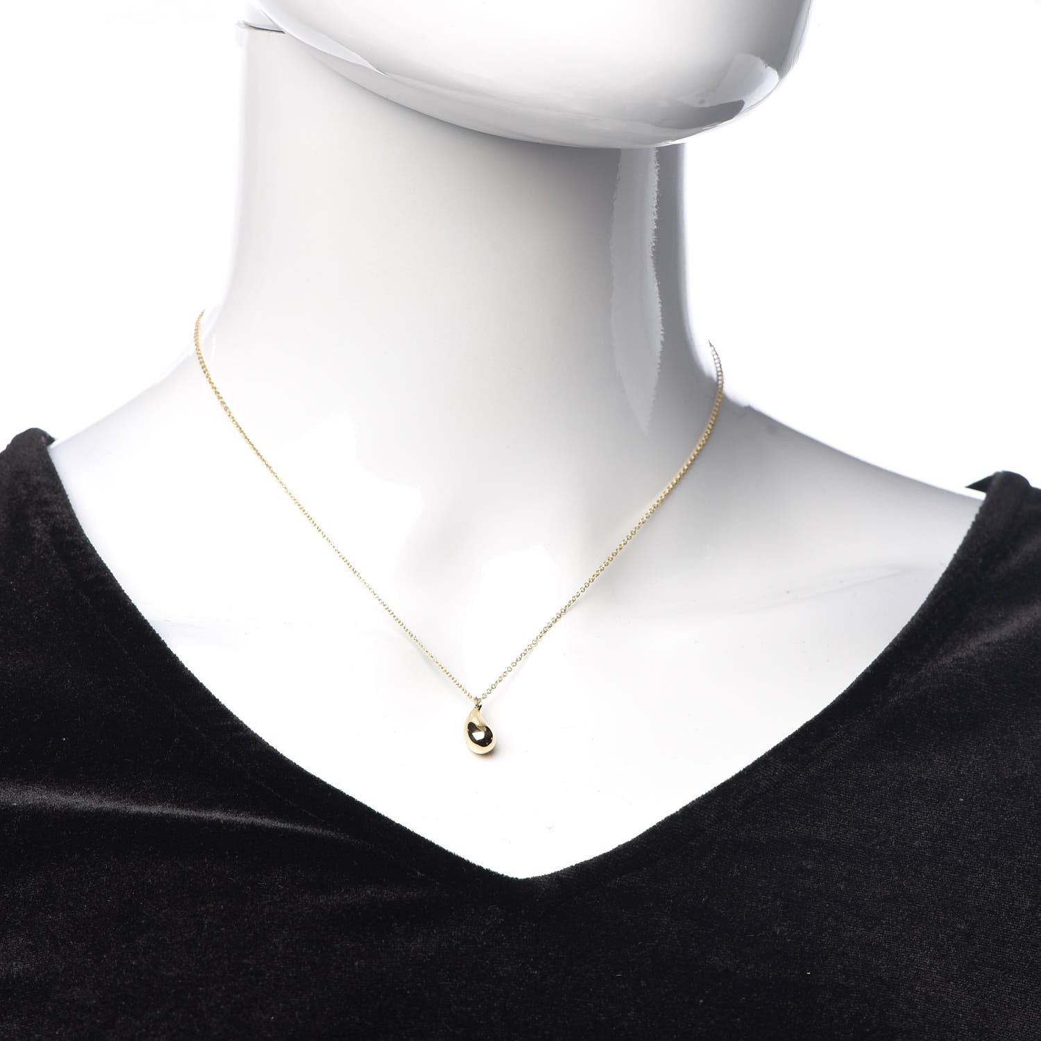 Tiffany 18K Yellow Gold 12mm Elsa Peretti Teardrop Pendant Necklace 2 of 9
