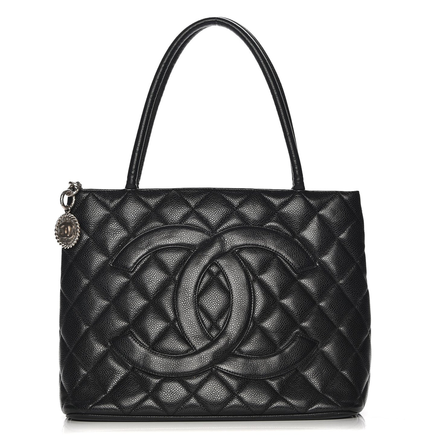 Caviar Quilted Medallion Tote Black