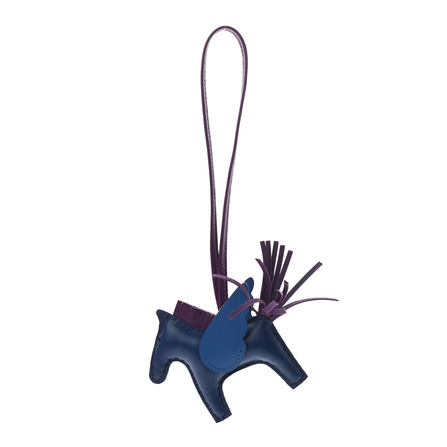 Hermes Milo Lambskin Grigri Rodeo Pegase Horse Bag Charm PM Bleu Saphir Violet Bleu France 1 of 4