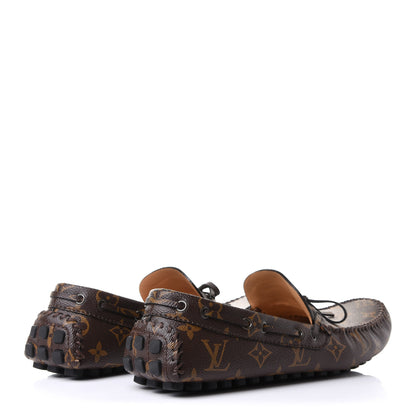 Louis Vuitton Monogram Mens Arizona Car Shoe Moccasin Loafers 8 Macassar 4 of 11