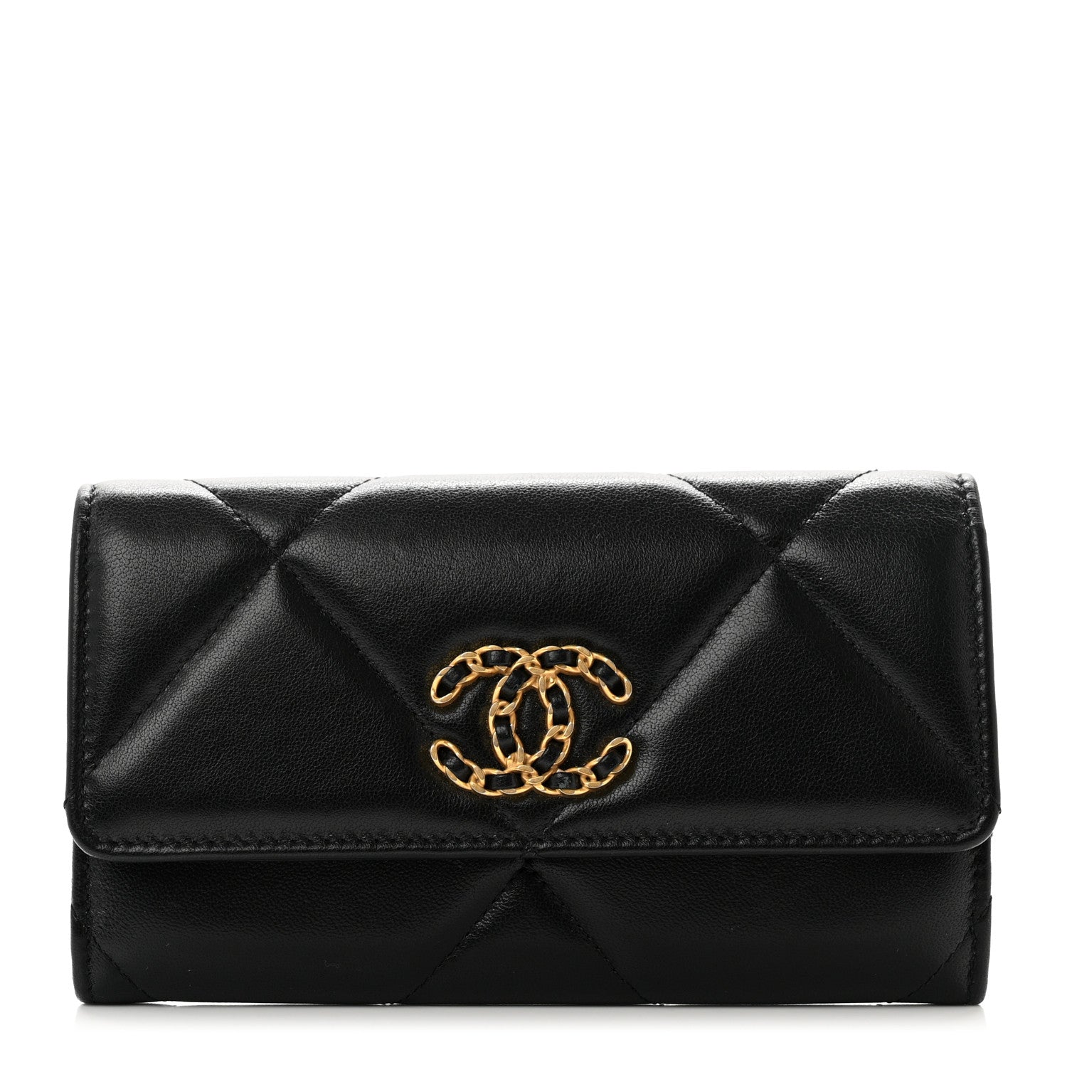 Chanel Lambskin Quilted Chanel 19 Flap Wallet Black 1 of 8