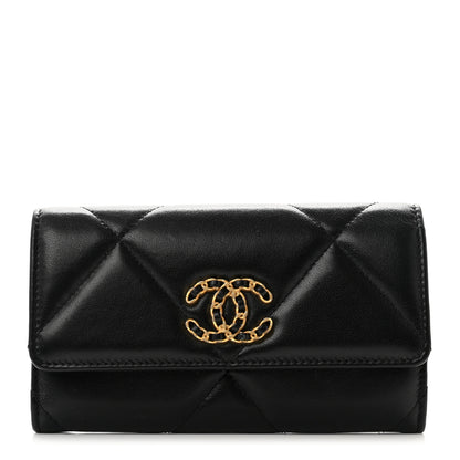 Chanel Lambskin Quilted Chanel 19 Flap Wallet Black 1 of 8