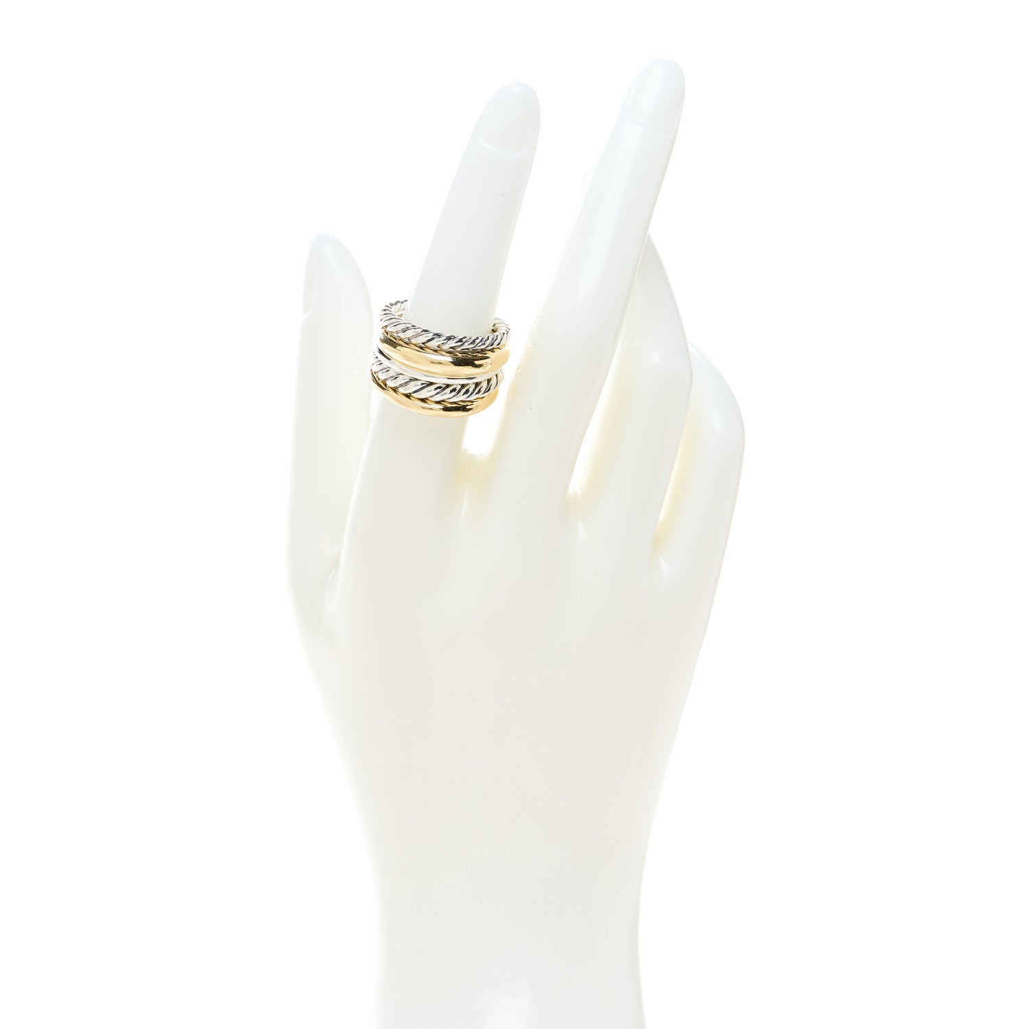 David Yurman Sterling Silver 18K Yellow Gold Wide Pure Form Ring 54 6.75 2 of 5