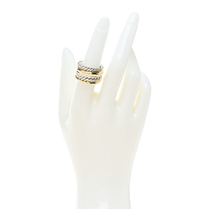 David Yurman Sterling Silver 18K Yellow Gold Wide Pure Form Ring 54 6.75 2 of 5