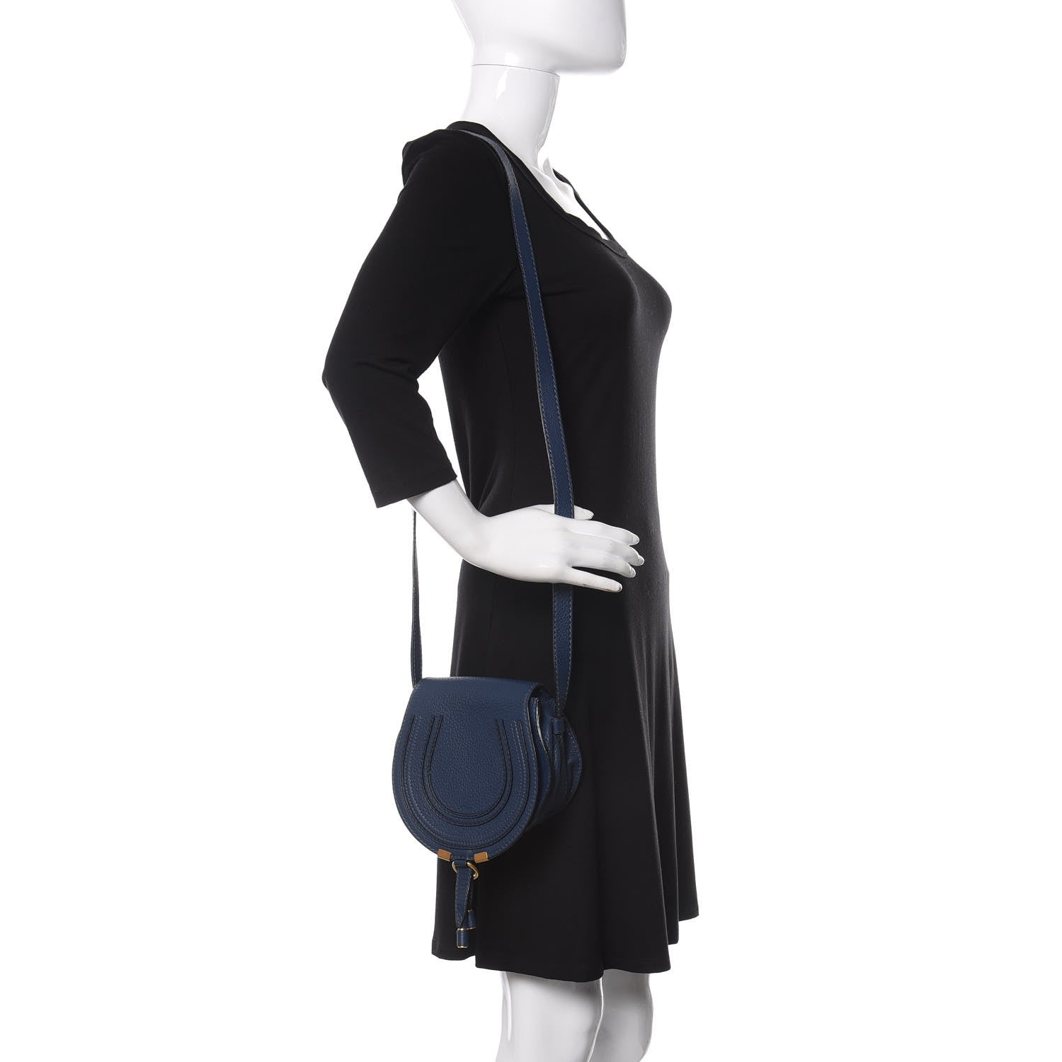 Chloe Calfskin Mini Marcie Round Crossbody Bag Royal Navy 2 of 10