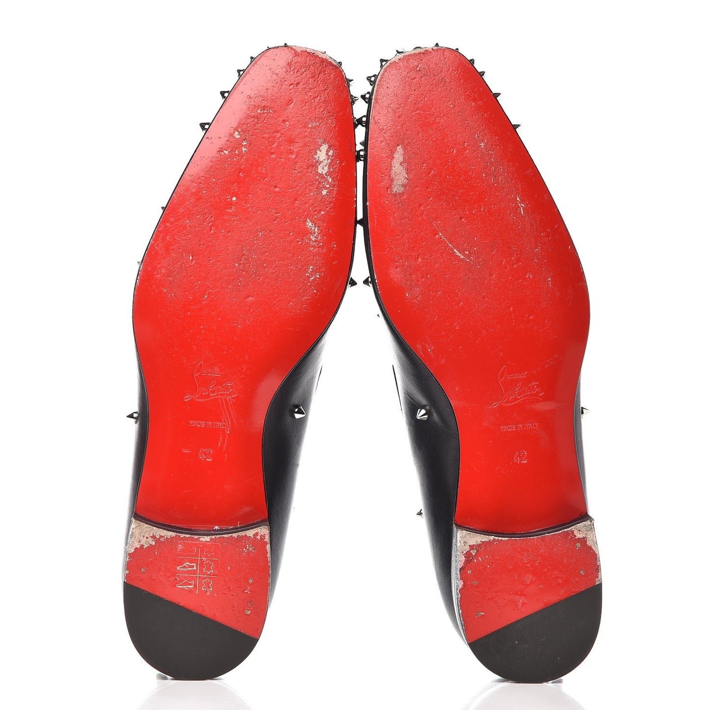 Calfskin Spikes Degra Flat Loafers 42 Black