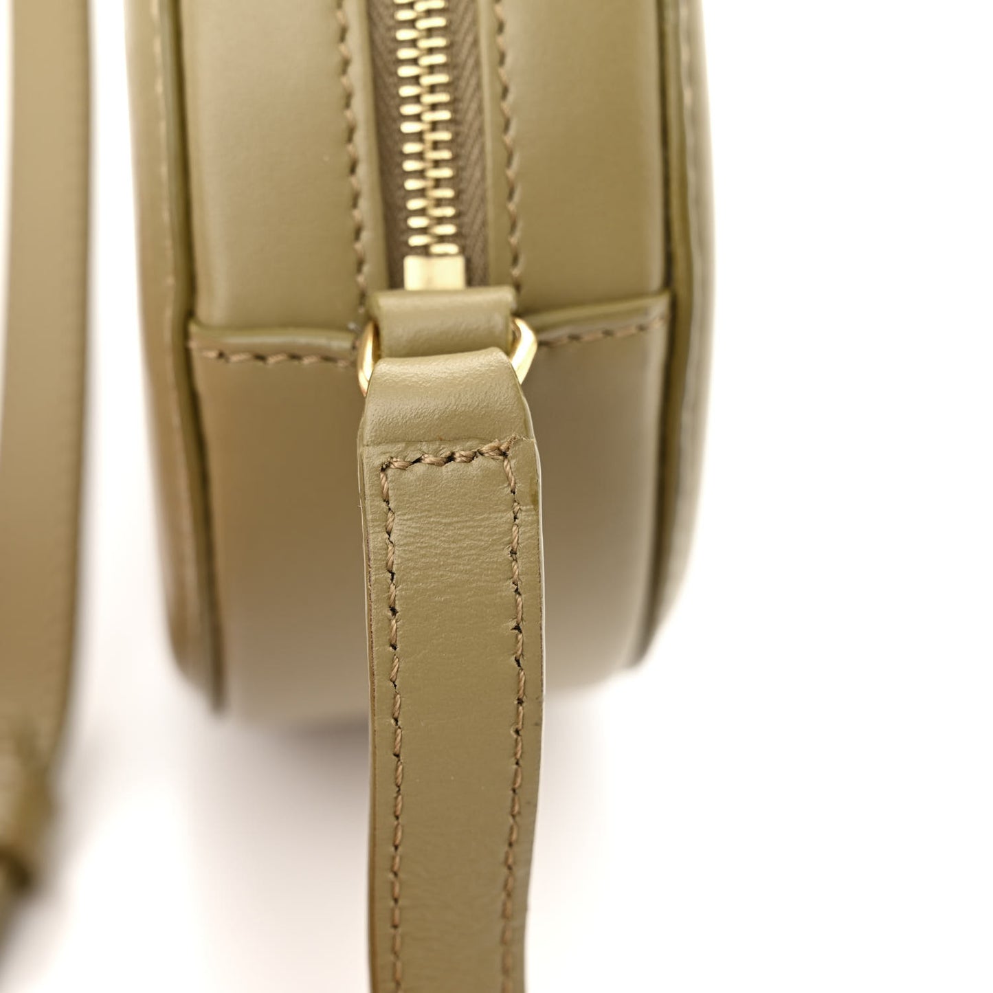 Smooth Calfskin Cuir Small Triomphe Oval Purse Crossbody Olive