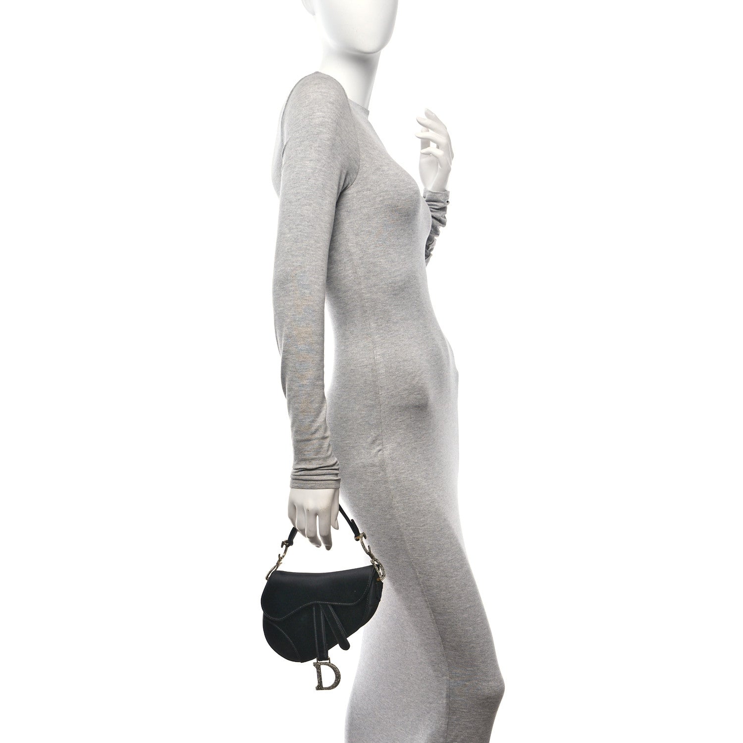 Christian Dior Satin Crystal Mini Saddle Bag Black 2 of 10