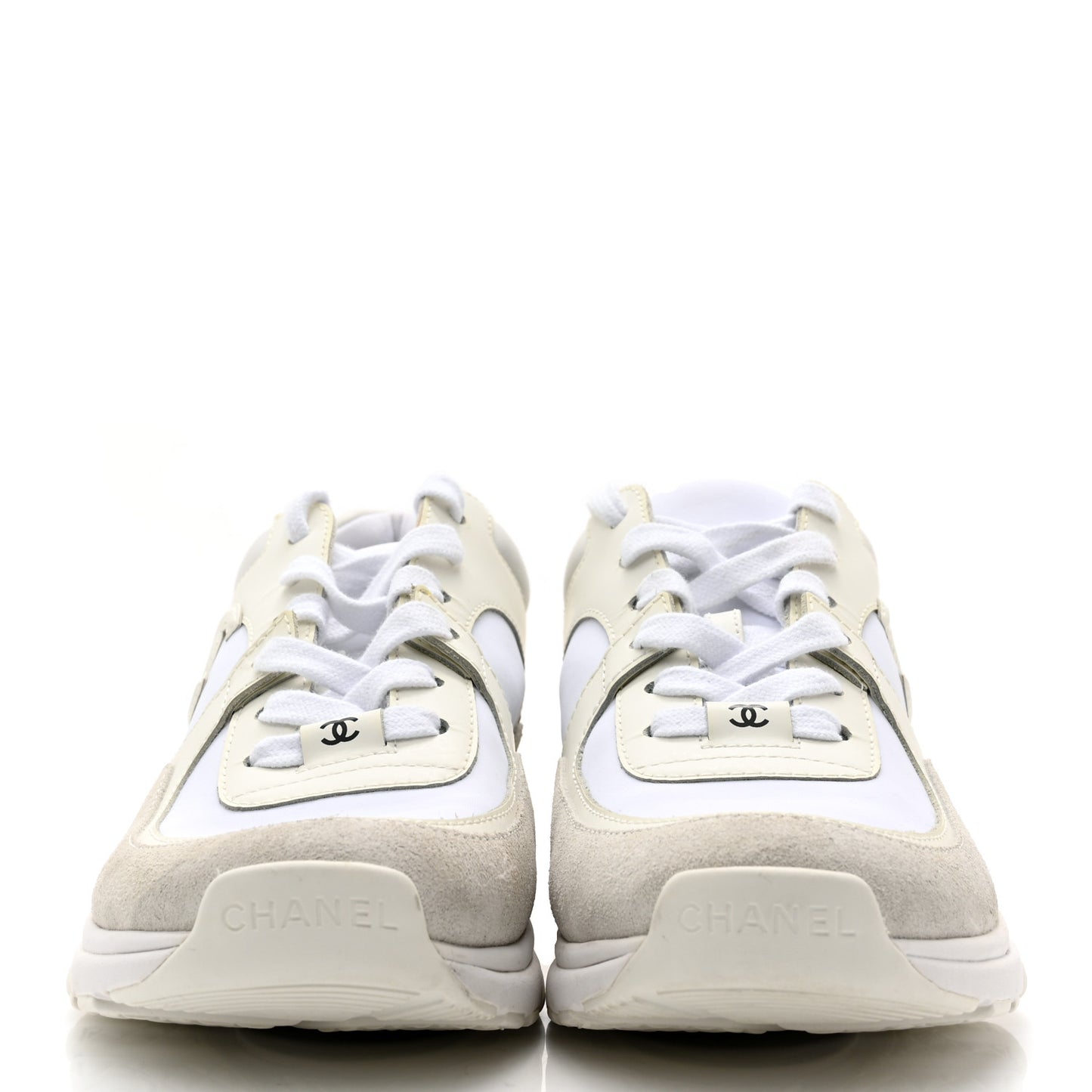Suede Calfskin Fabric CC Sneakers 36 White