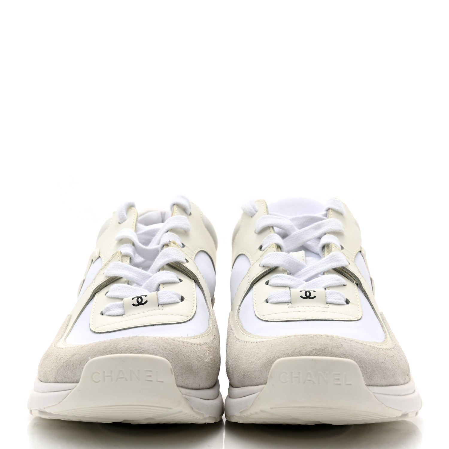 Chanel Suede Calfskin Fabric CC Sneakers 36 White 2 of 12