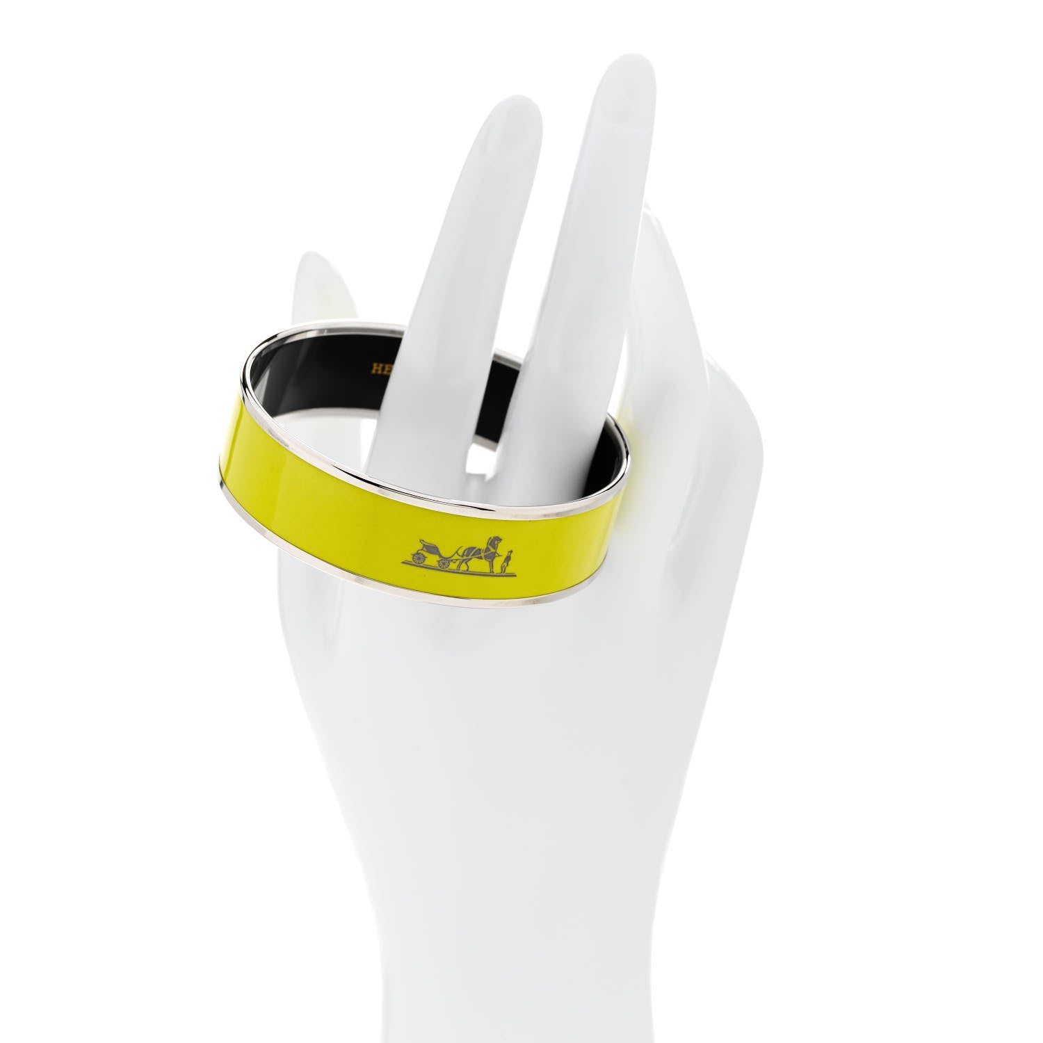 Hermes Enamel Wide Caleche Bracelet 70 Lime 2 of 6