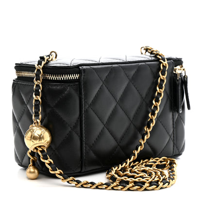 Chanel Lambskin Quilted Pearl Crush Small Vanity Case With Chain Black 3 of 13