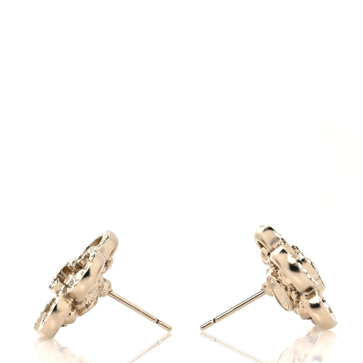 Chanel Crystal Pearl CC Camellia Earrings Gold 3 of 4