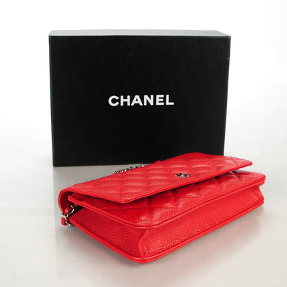Chanel Caviar Quilted Wallet On Chain WOC Red 4 of 8