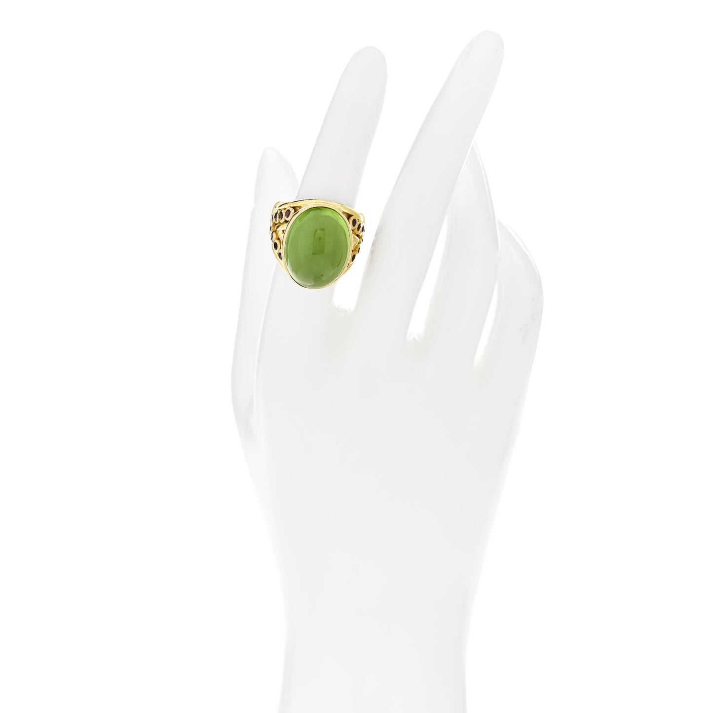 19K Yellow Gold Peridot Pink Sapphire Cabochon Ring 53 6.5