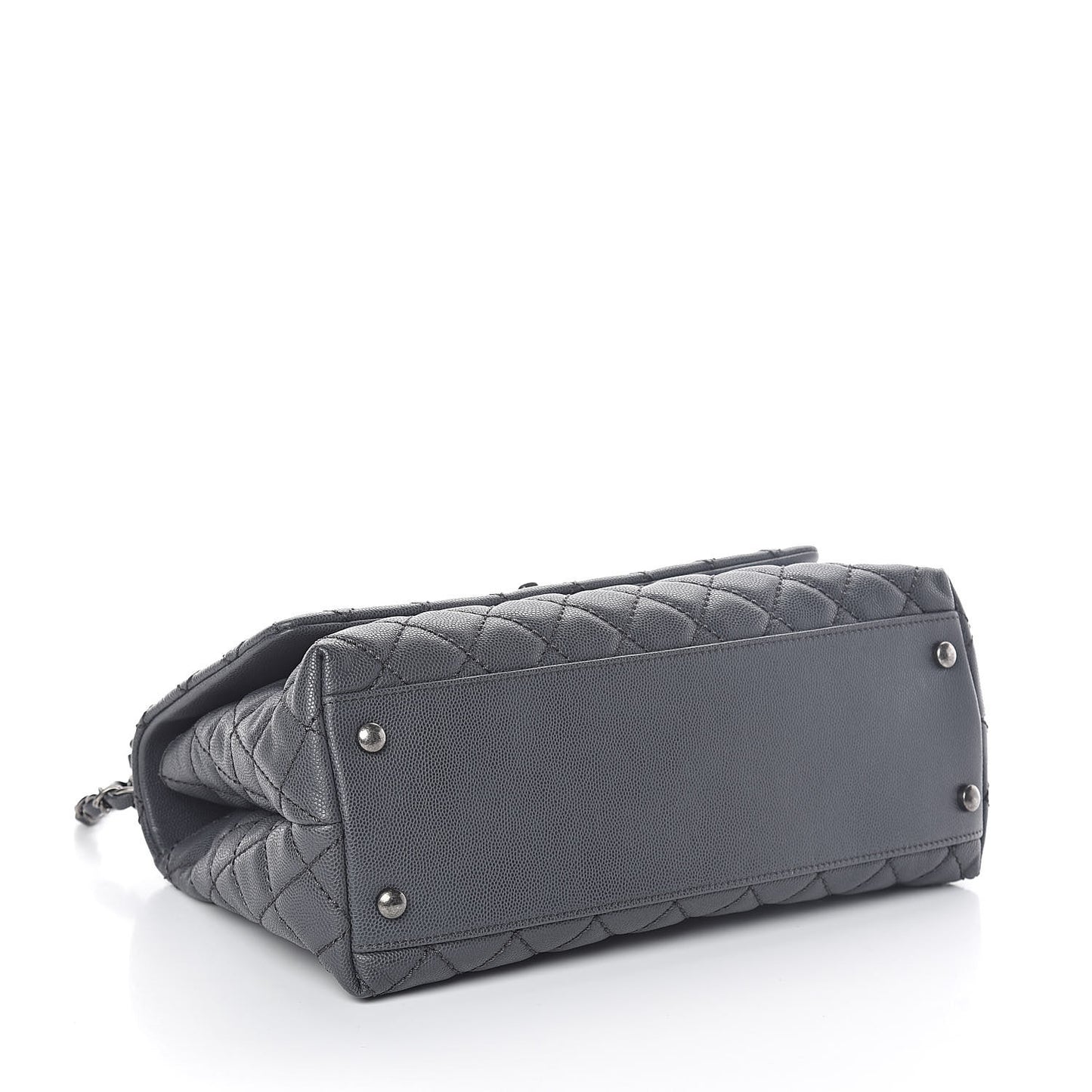 Caviar Quilted Small Coco Handle Flap Gray