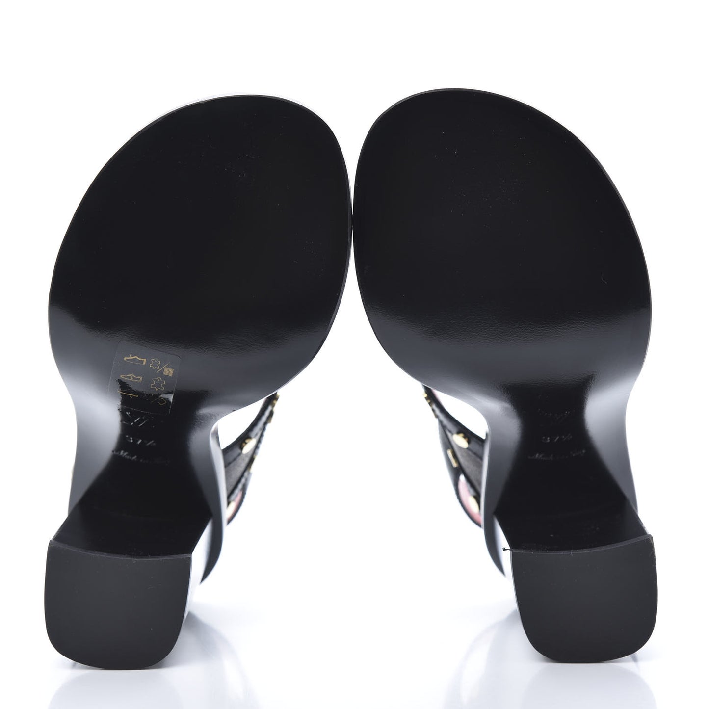 Calfskin Monogram Passenger Heeled Sandals 37.5 Black Rose
