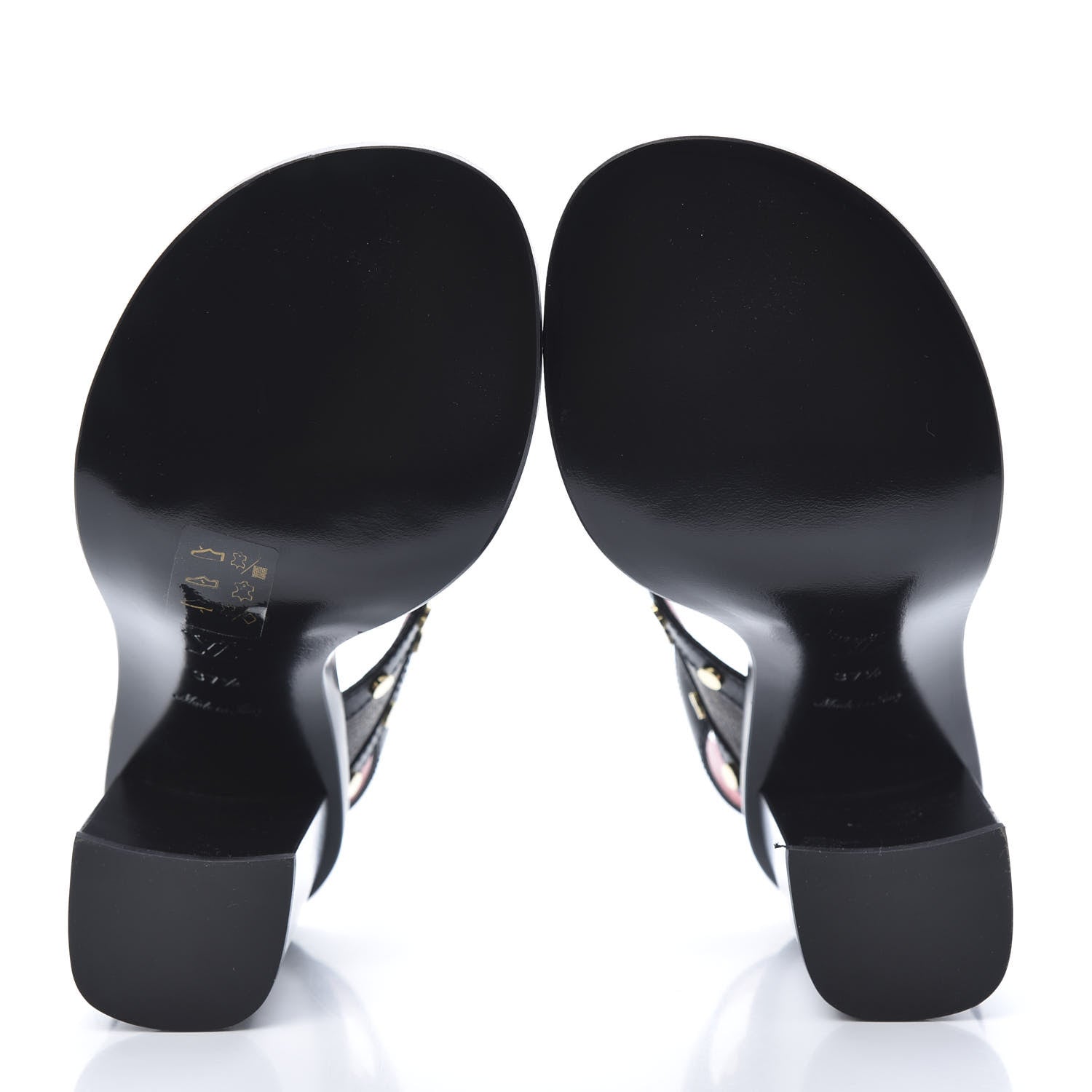 Louis Vuitton Calfskin Monogram Passenger Heeled Sandals 37.5 Black Rose 5 of 8