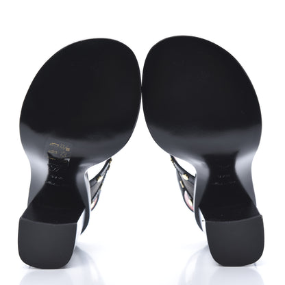 Louis Vuitton Calfskin Monogram Passenger Heeled Sandals 37.5 Black Rose 5 of 8
