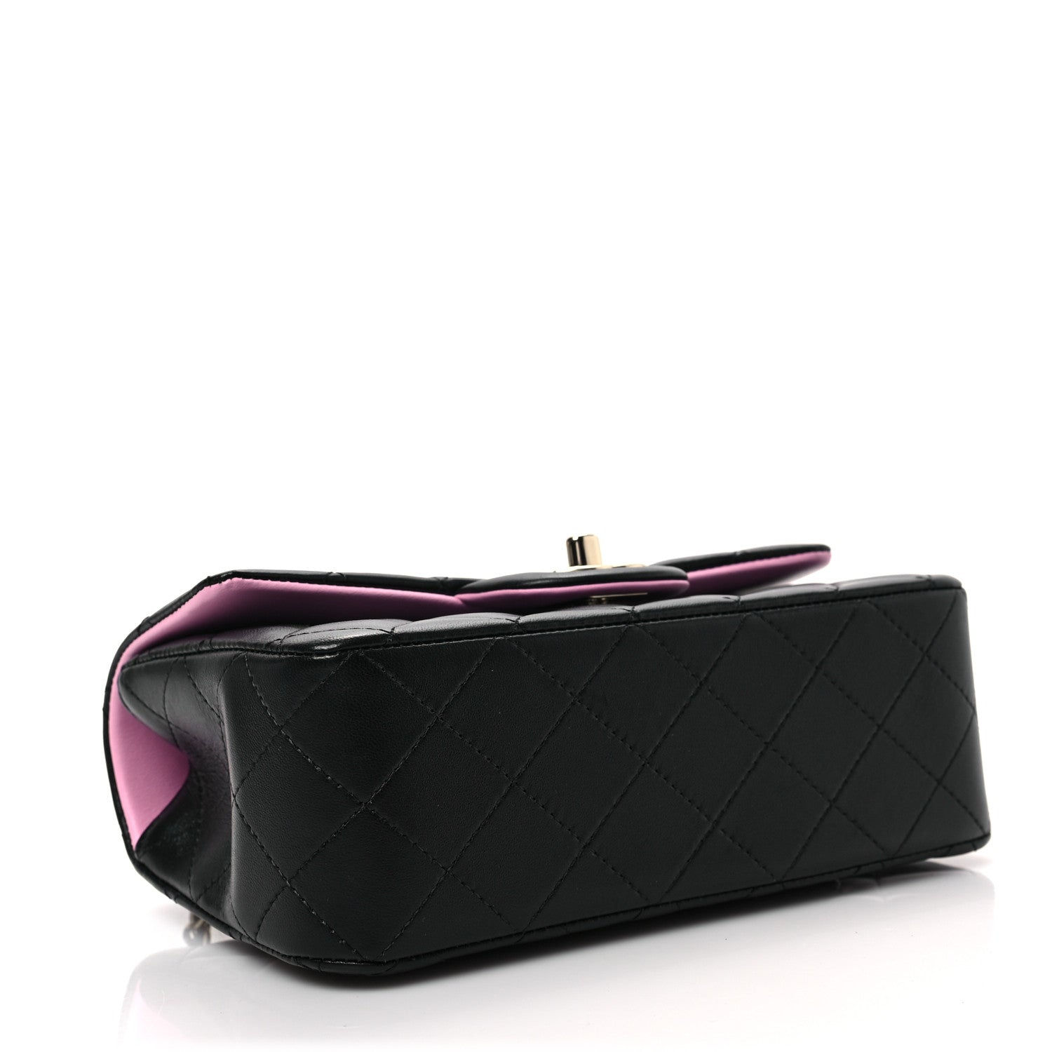 Chanel Lambskin Quilted Bi-Color Mini Top Handle Rectangular Flap Black Lilac 4 of 8
