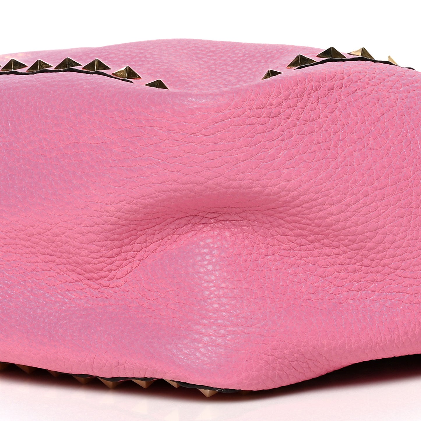 Grained Calfskin Medium Rockstud Reversible Tote Army Green Pink