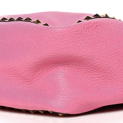 Valentino Garavani Grained Calfskin Medium Rockstud Reversible Tote Army Green Pink 16 of 16