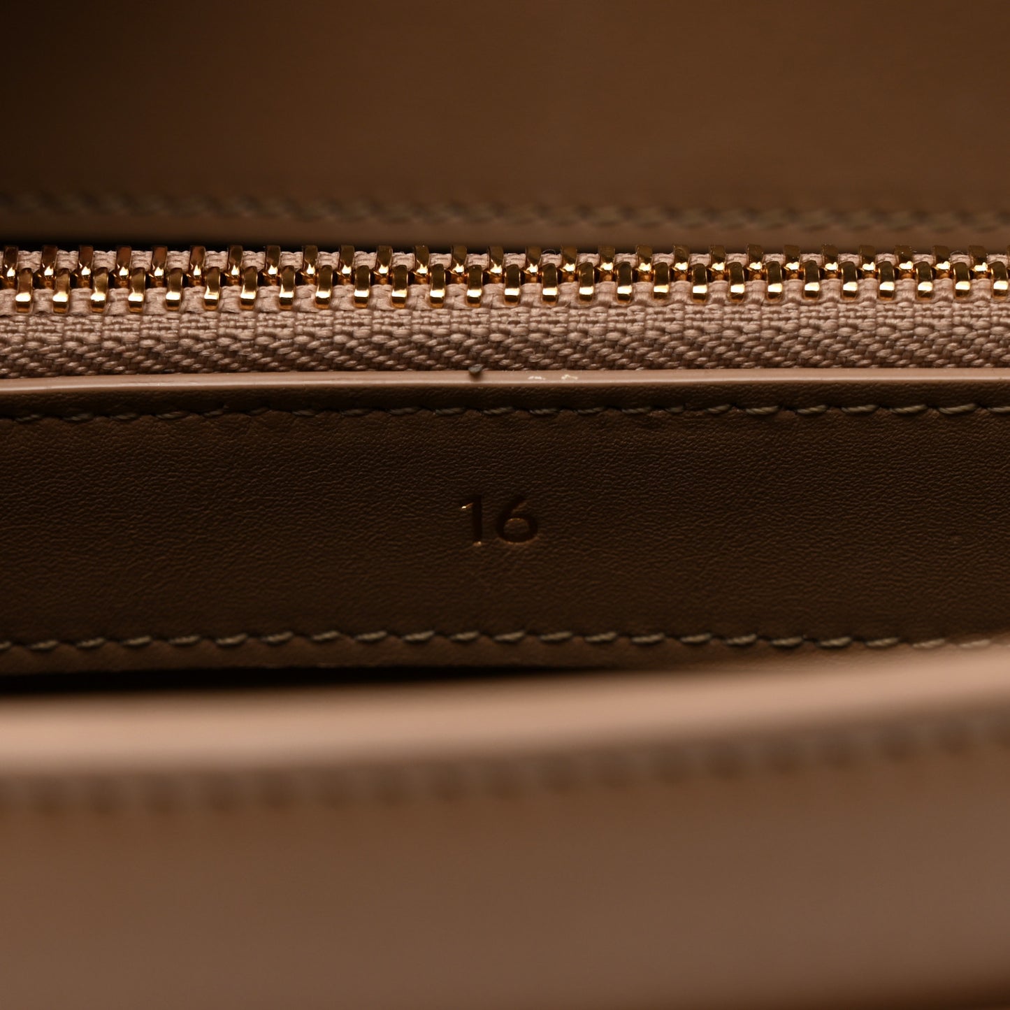 Satinated Calfskin Small 16 Top Handle Bag Beige