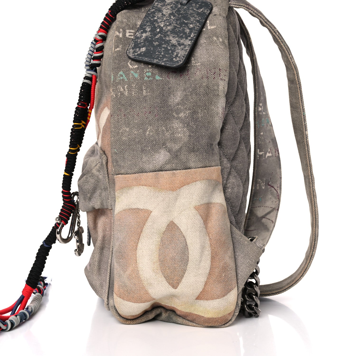 Chanel Graffiti Printed Canvas Medium Backpack Grey 15 of 17