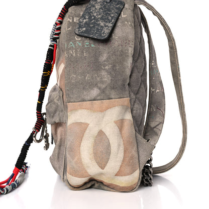 Chanel Graffiti Printed Canvas Medium Backpack Grey 15 of 17