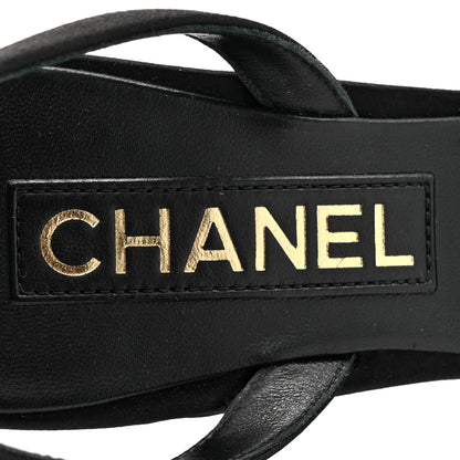 Chanel Satin Pearl Crystal Bow Pumps 37.5 Black 7 of 9