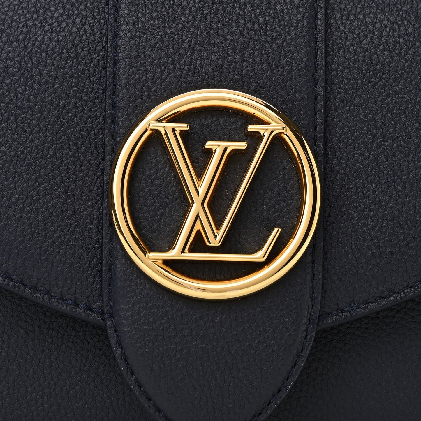 Grained Calfskin LV Pont 9 Soft MM Bleu Marine