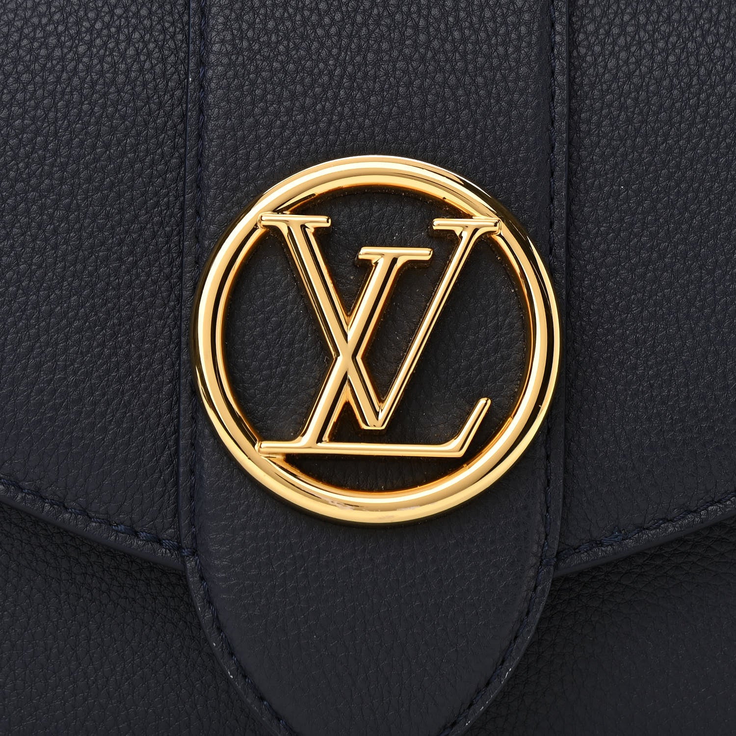 Louis Vuitton Grained Calfskin LV Pont 9 Soft MM Bleu Marine 6 of 9