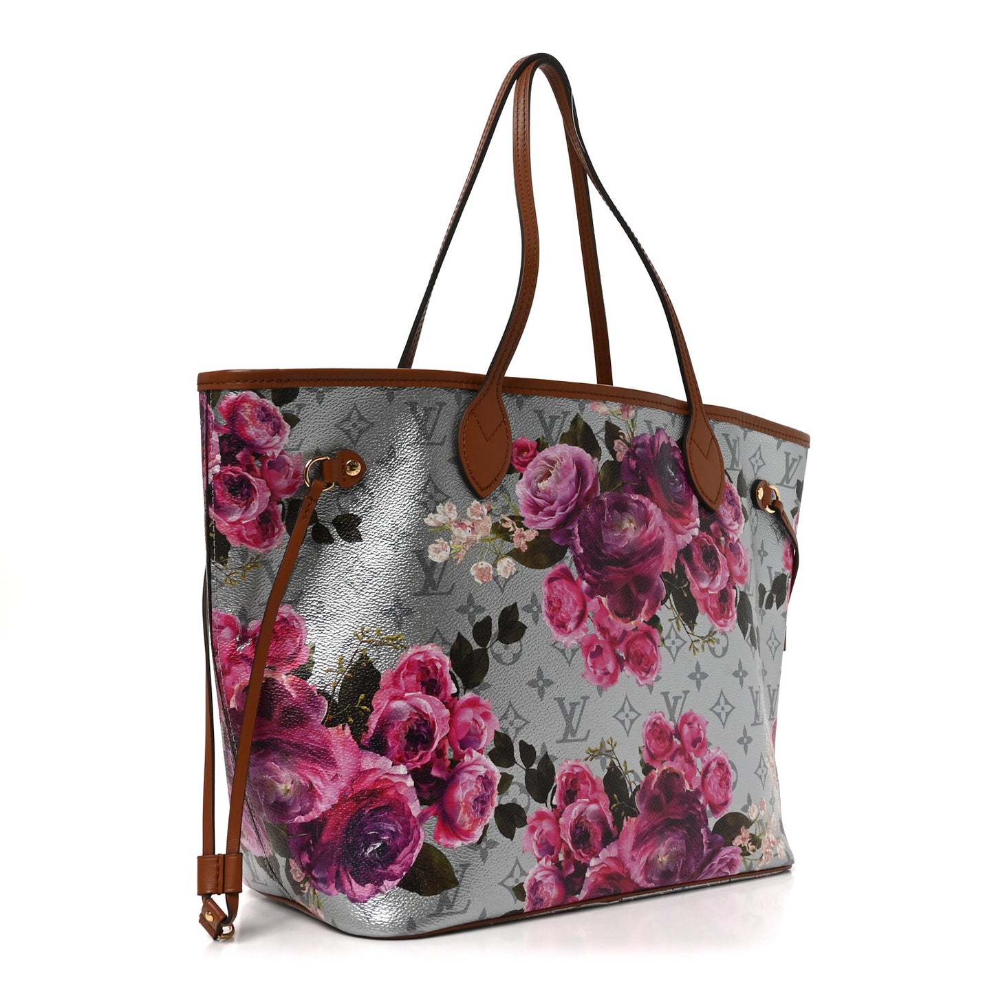 Metallic Monogram LV Garden Neverfull MM Silver