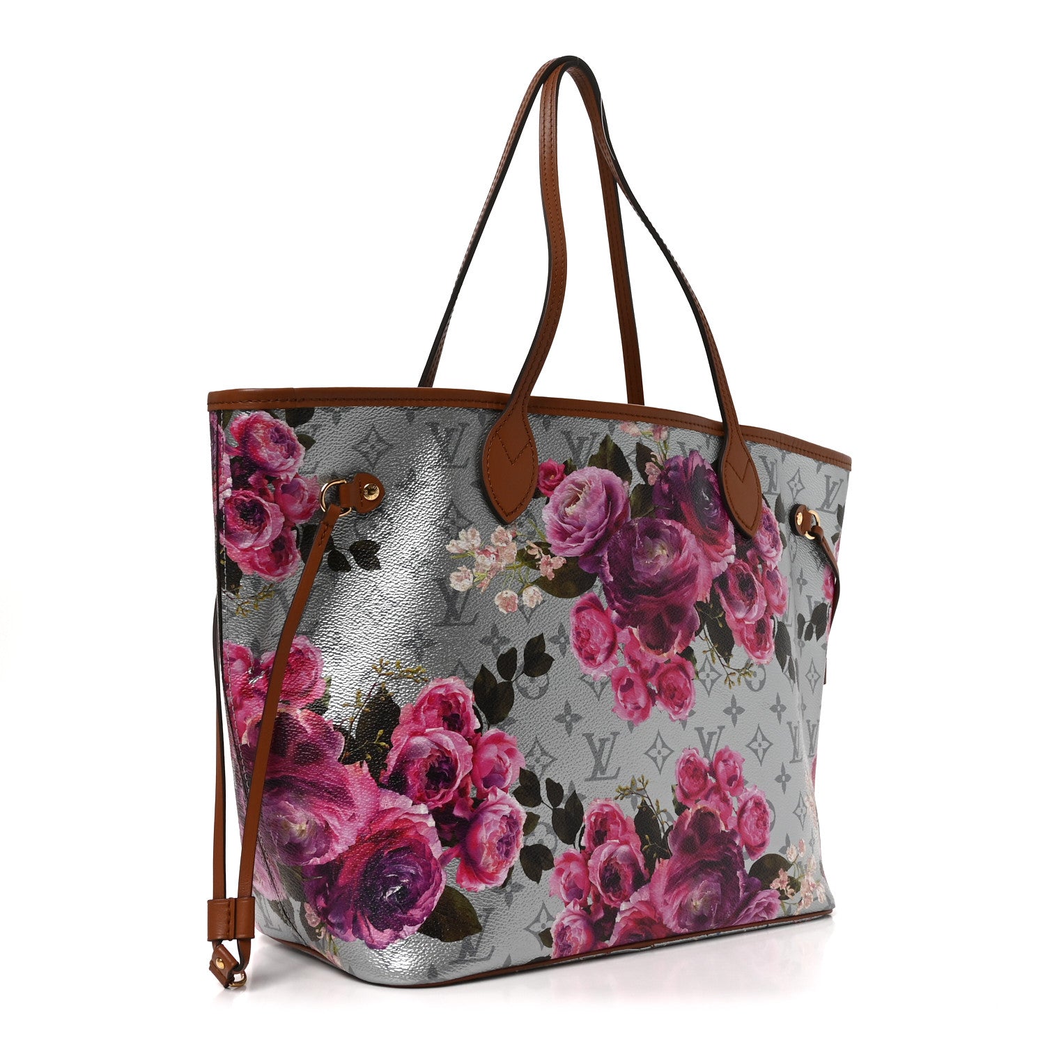 Louis Vuitton Metallic Monogram LV Garden Neverfull MM Silver 4 of 10
