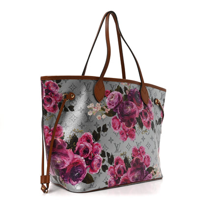 Louis Vuitton Metallic Monogram LV Garden Neverfull MM Silver 4 of 10