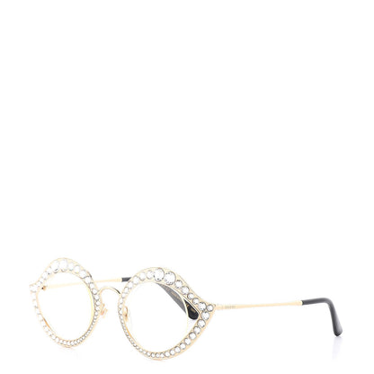 Gucci Metal Crystal Cat Eye Sunglasses GG0046S Gold 1 of 8