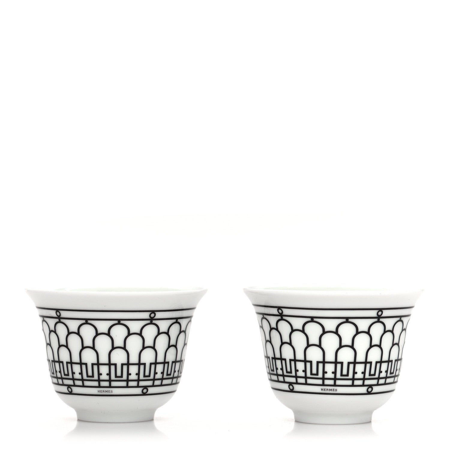 Hermes Porcelain H Deco Small Cups Set of 2 Black 1 of 7