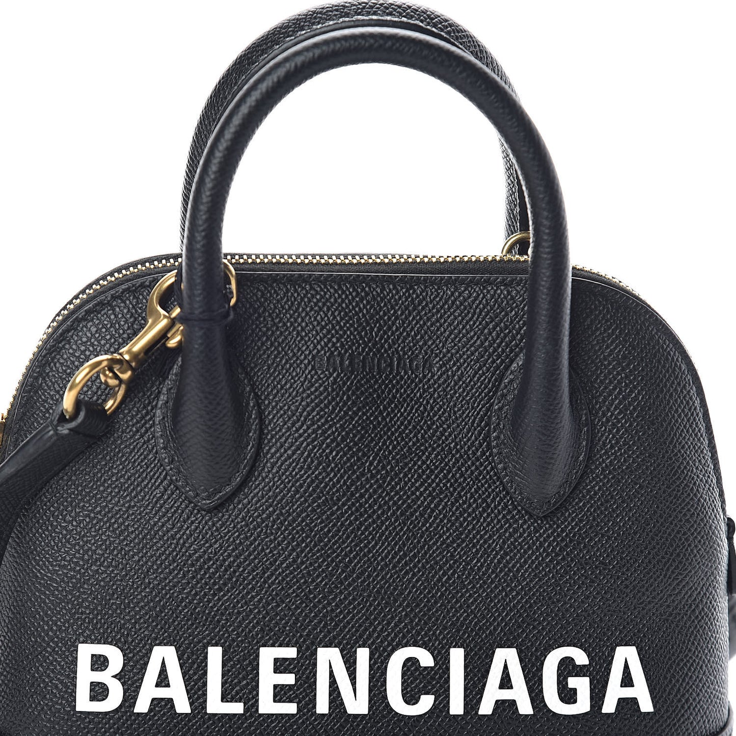 Signature Grained Calfskin XXS Ville Top Handle Bag Black White
