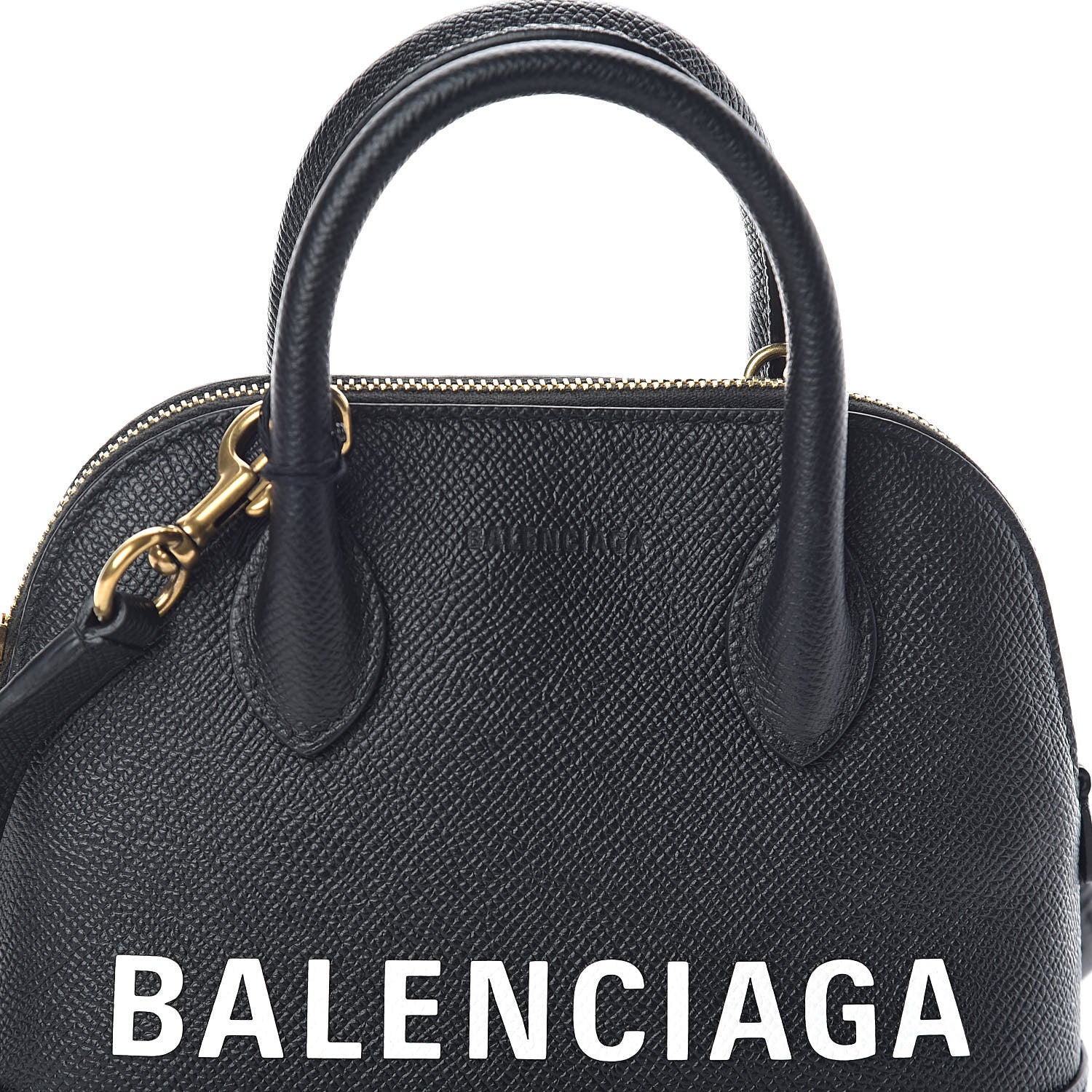Balenciaga Signature Grained Calfskin XXS Ville Top Handle Bag Black White 7 of 9