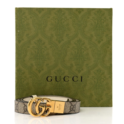 Gucci Calfskin GG Supreme Monogram Double G Reversible 20mm Belt 95 38 Beige Mystic White 6 of 6