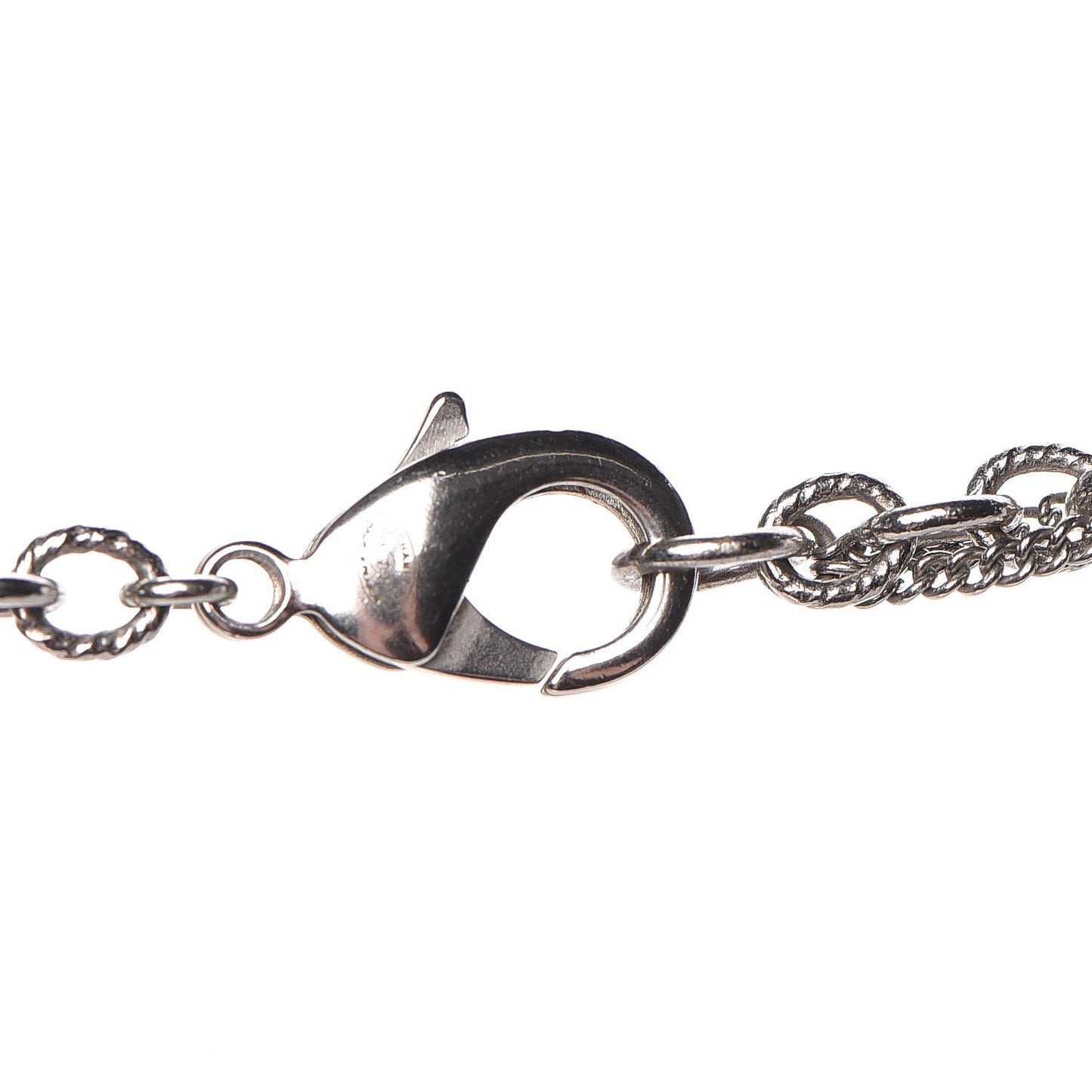 Pearl Beaded CC Long Necklace Navy Silver