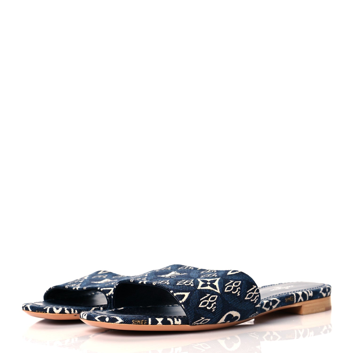 Louis Vuitton Jacquard Since 1854 Lock It Flat Mule 38 Blue 3 of 11