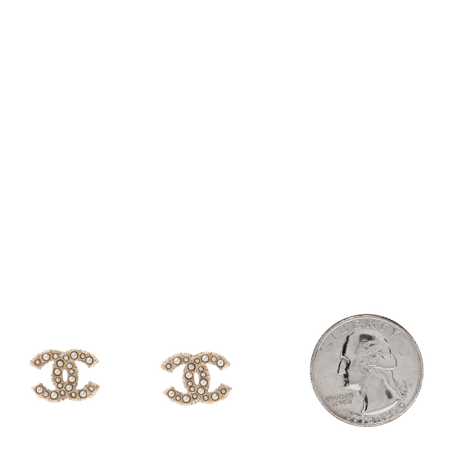 Pearl Crystal CC Earrings Gold