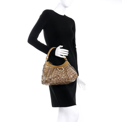Gucci Crystal Monogram D Ring Gold Hobo Gold 2 of 7